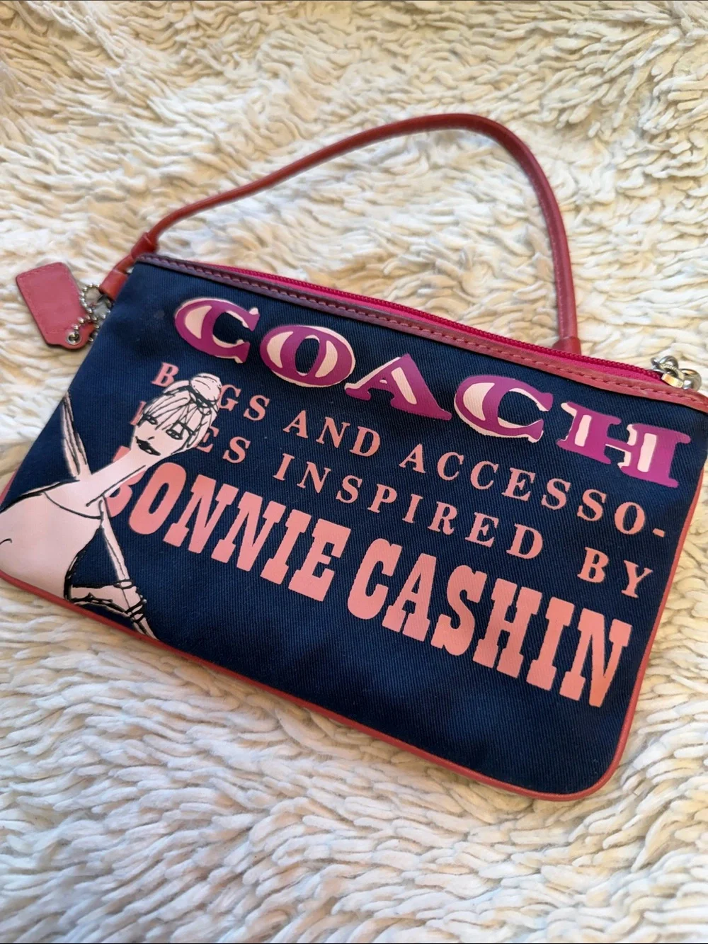 Coach Limited Edition Bonnie Cashin Wristlet Navy/Pink wristlet - Picture 2 of 7